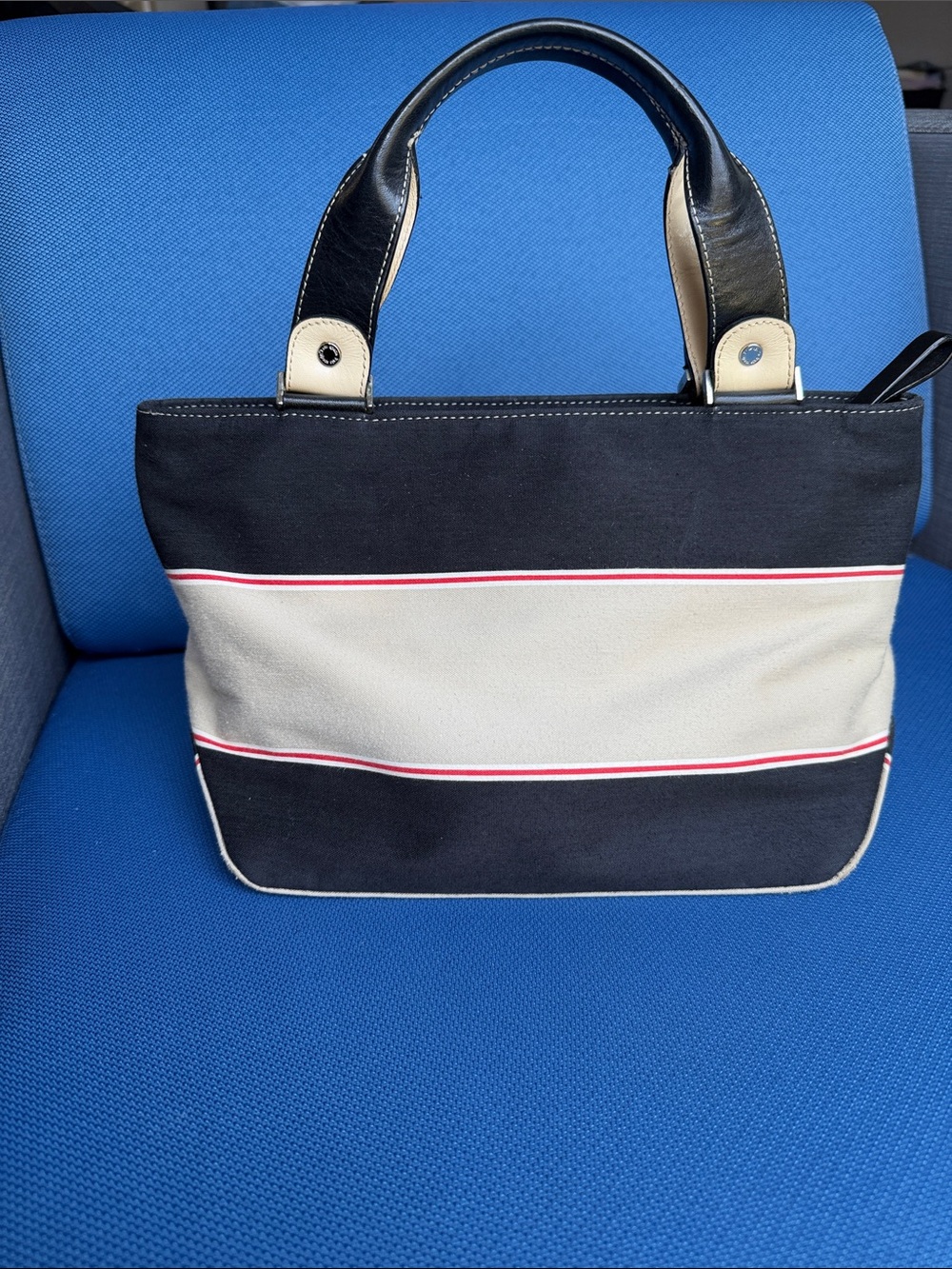 Kate Spade Black Cream & Red Striped Tote Bag | Classic Preppy handbag Purse